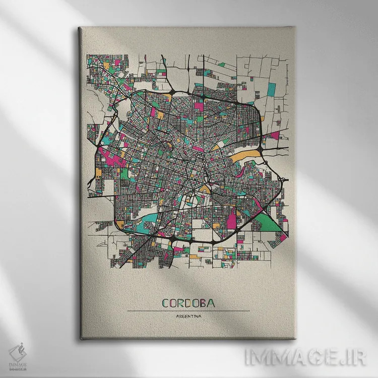 تابلو نقشه کوردوبا، آرژانتین اثر آیشه دنیز آکِرمان - نمای روبهرو روی دیوار