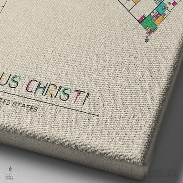 تابلو نقشه کورپس کریستی، تگزاس اثر آیشه دنیز آکِرمان - نمای نزدیک بافت بوم