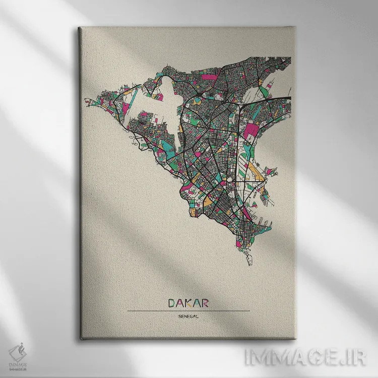 تابلو نقشه داکار، سنگال اثر آیشه دنیز آکِرمان - نمای روبهرو روی دیوار