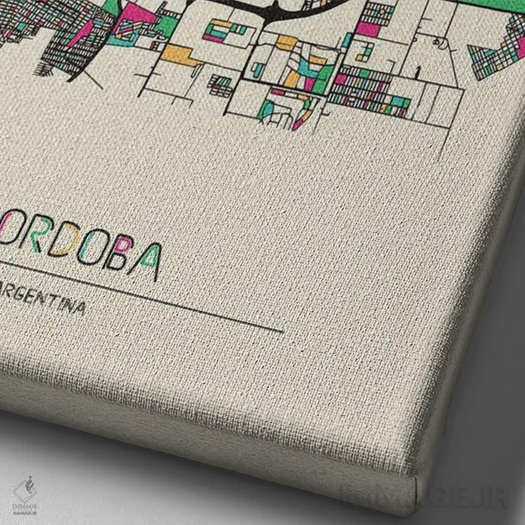 تابلو نقشه کوردوبا، آرژانتین اثر آیشه دنیز آکِرمان - نمای نزدیک بافت بوم