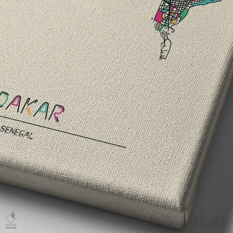 تابلو نقشه داکار، سنگال اثر آیشه دنیز آکِرمان - نمای نزدیک بافت بوم