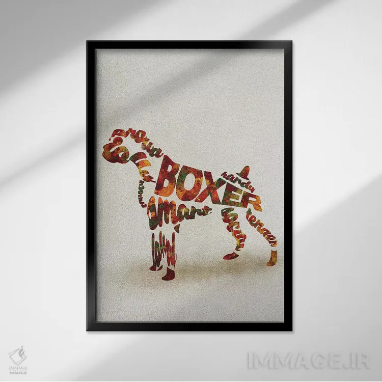 تابلو باکسر آلمانی (نژاد سگ) اثر آیشه دنیز آکِرمان - نمای قابدار مشکی