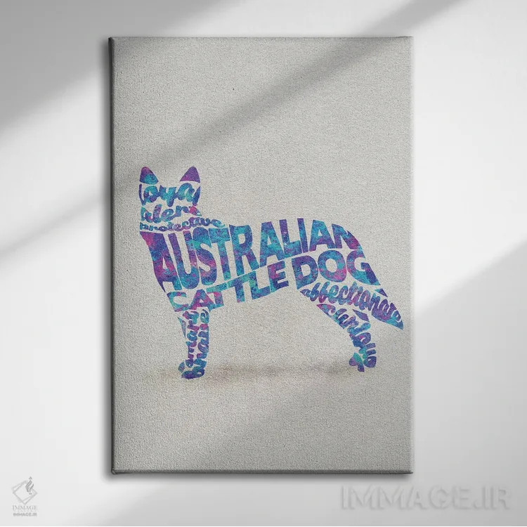 تابلو سگ گاوچران استرالیایی اثر آیشه دنیز آکِرمان - نمای روبهرو روی دیوار