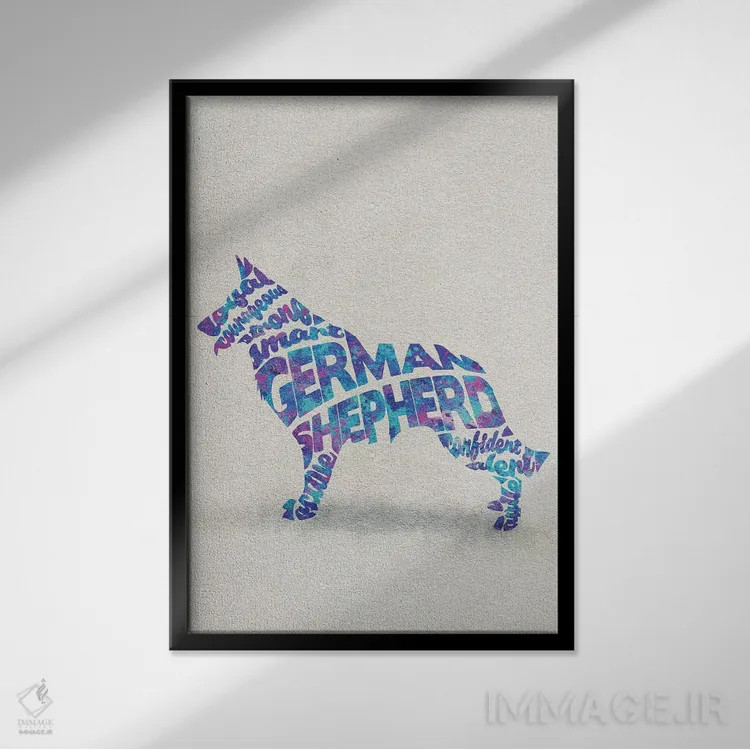 تابلو ژرمن شپرد (سگ چوپان آلمانی) اثر آیشه دنیز آکِرمان - نمای قابدار مشکی
