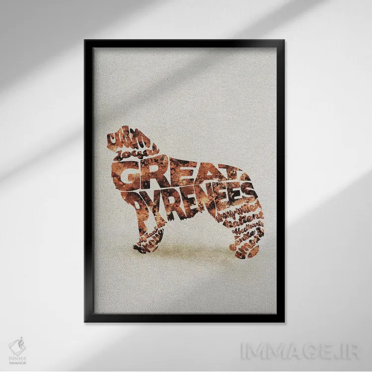 تابلو سگ گریت پیرنیز اثر آیشه دنیز آکِرمان - نمای قابدار مشکی