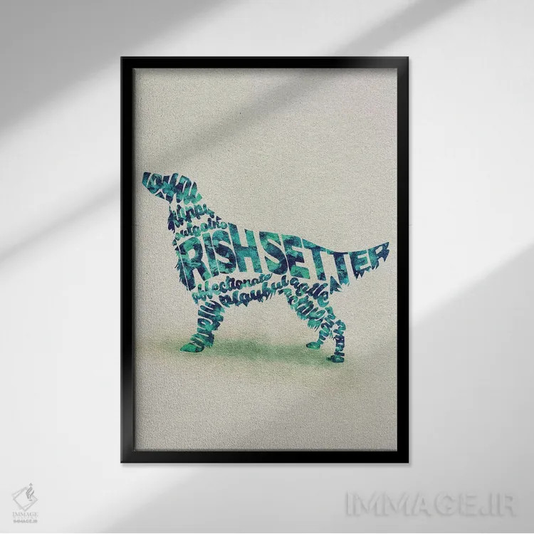 تابلو نژاد سگ آیریش ستر اثر آیشه دنیز آکِرمان - نمای قابدار مشکی