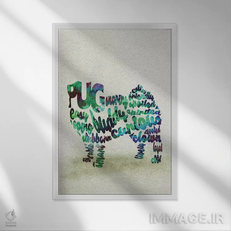 تابلو نژاد سگ پاگ اثر آیشه دنیز آکِرمان - نمای قابدار سفید