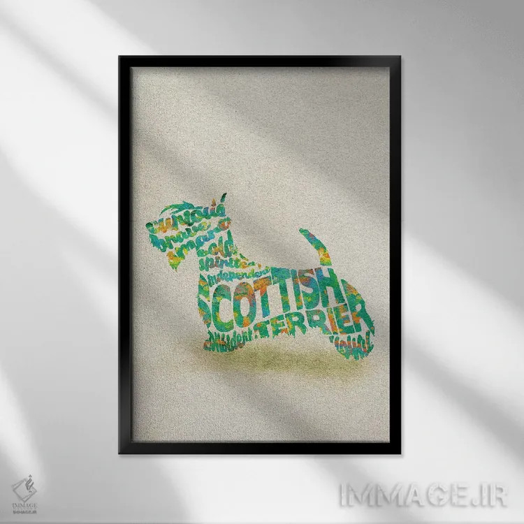 تابلو تِریِر اسکاتلندی (نژاد سگ) اثر آیشه دنیز آکِرمان - نمای قابدار مشکی