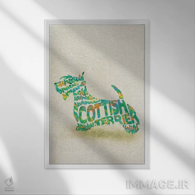 تابلو تِریِر اسکاتلندی (نژاد سگ) اثر آیشه دنیز آکِرمان - نمای قابدار سفید
