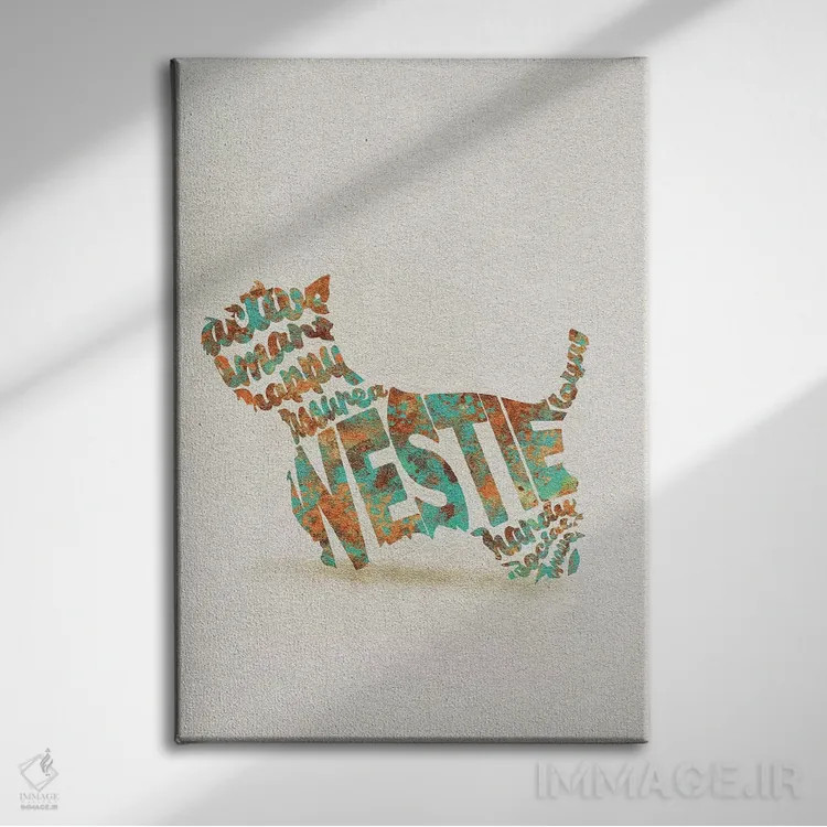 تابلو تِریر سفید وِست هایلَند (نژاد سگ اسکاتلندی) اثر آیشه دنیز آکِرمان - نمای روبهرو روی دیوار