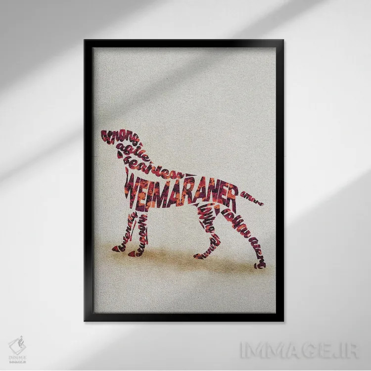 تابلو ویمارانر (نژاد سگ شکاری آلمانی) اثر آیشه دنیز آکِرمان - نمای قابدار مشکی