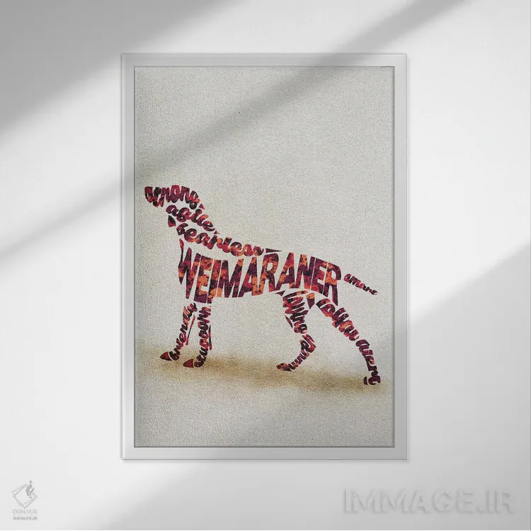 تابلو ویمارانر (نژاد سگ شکاری آلمانی) اثر آیشه دنیز آکِرمان - نمای قابدار سفید