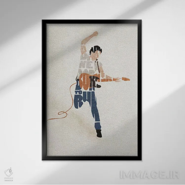 تابلو بروس اسپرینگستین (خواننده آمریکایی) اثر آیشه دنیز آکِرمان - نمای قابدار مشکی