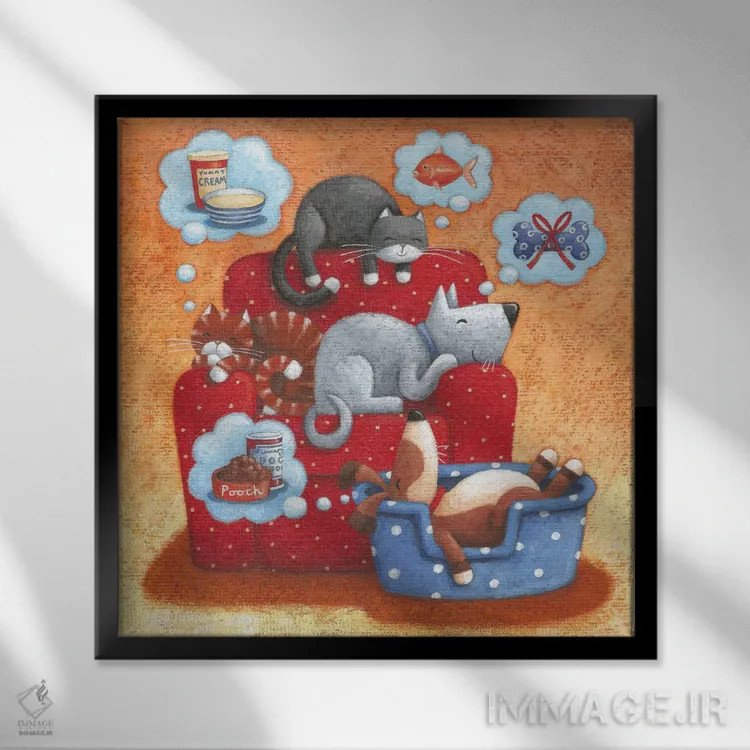 تابلو خسته مثل سگ اثر پیتر آدرلی - نمای قابدار مشکی