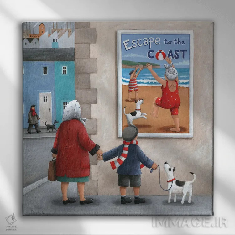 تابلو فرار به ساحل ۲ اثر پیتر آدرلی - نمای روبهرو روی دیوار
