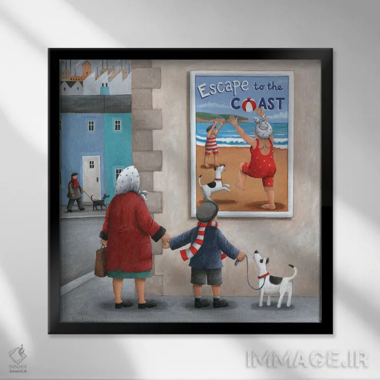 تابلو فرار به ساحل ۲ اثر پیتر آدرلی - نمای قابدار مشکی