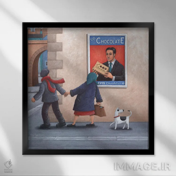 تابلو وسوسهٔ حوا اثر پیتر آدرلی - نمای قابدار مشکی