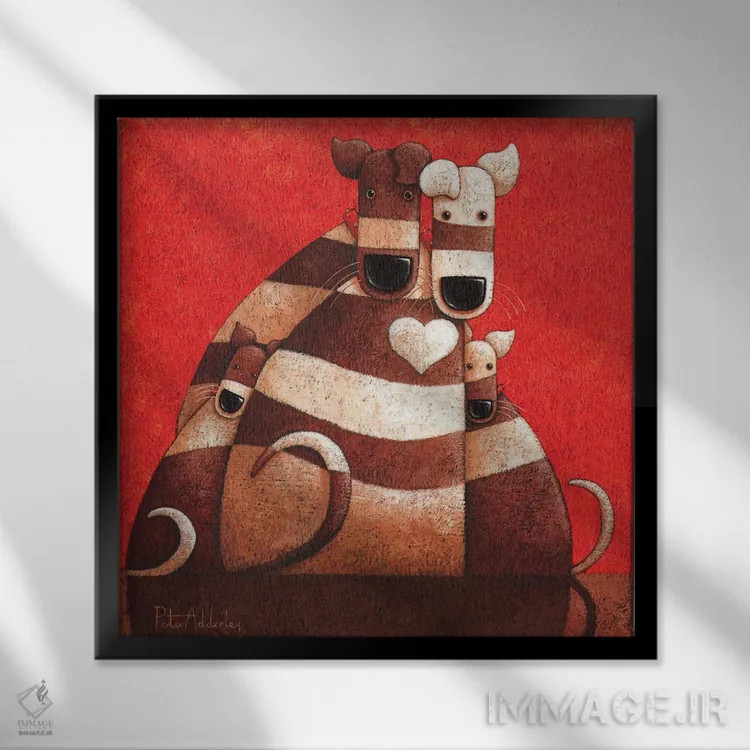 تابلو قلب خانواده اثر پیتر آدرلی - نمای قابدار مشکی