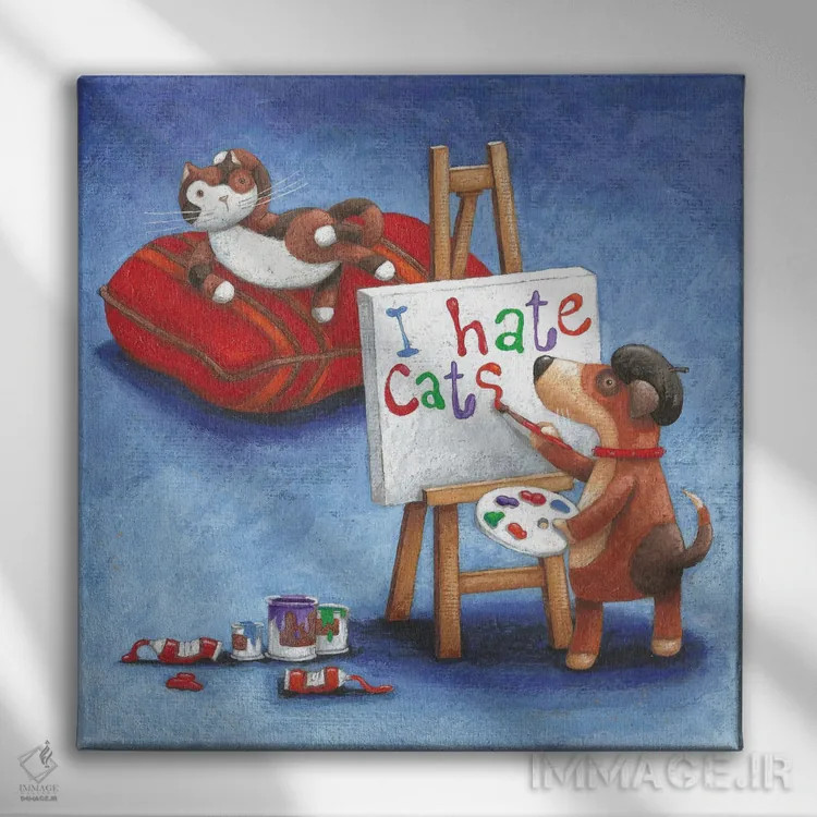 تابلو از گربهها متنفرم اثر پیتر آدرلی - نمای روبهرو روی دیوار