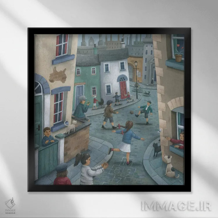 تابلو لیلی در سراشیبی اثر پیتر آدرلی - نمای قابدار مشکی