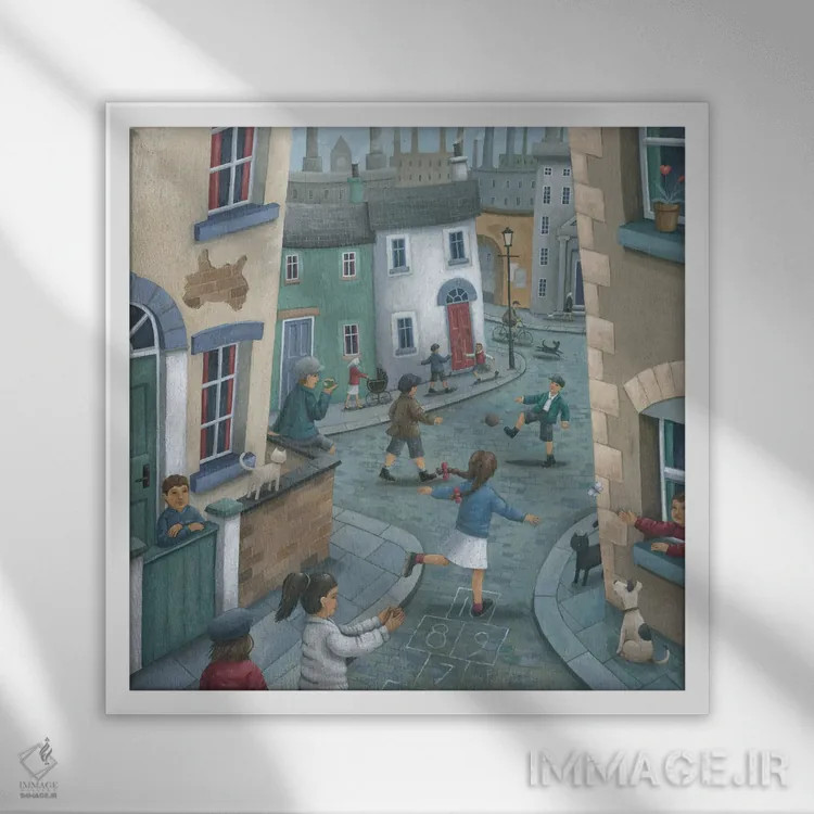 تابلو لیلی در سراشیبی اثر پیتر آدرلی - نمای قابدار سفید