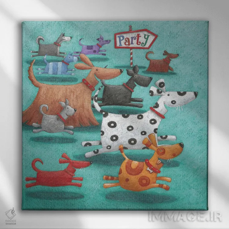 تابلو مهمانی اثر پیتر آدرلی - نمای روبهرو روی دیوار