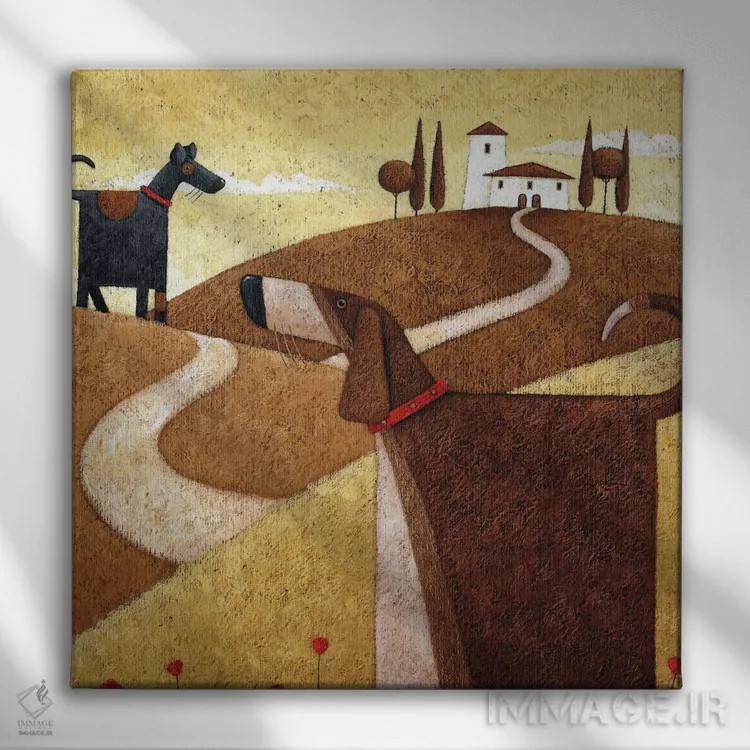 تابلو جاده به توسک (احتمالاً توسکانی ایتالیا) اثر پیتر آدرلی - نمای روبهرو روی دیوار