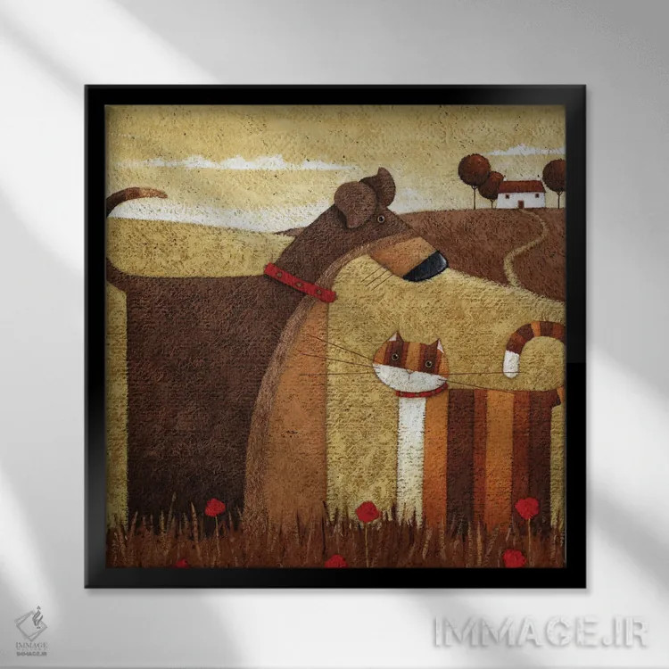 تابلو مزرعه شقایق اثر پیتر آدرلی - نمای قابدار مشکی