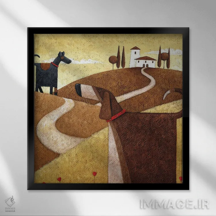 تابلو جاده به توسک (احتمالاً توسکانی ایتالیا) اثر پیتر آدرلی - نمای قابدار مشکی