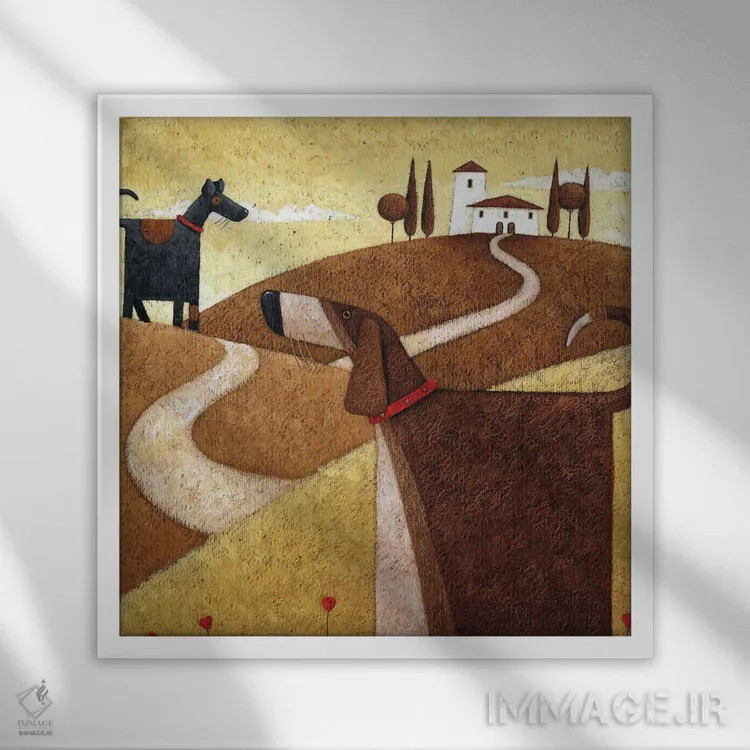 تابلو جاده به توسک (احتمالاً توسکانی ایتالیا) اثر پیتر آدرلی - نمای قابدار سفید