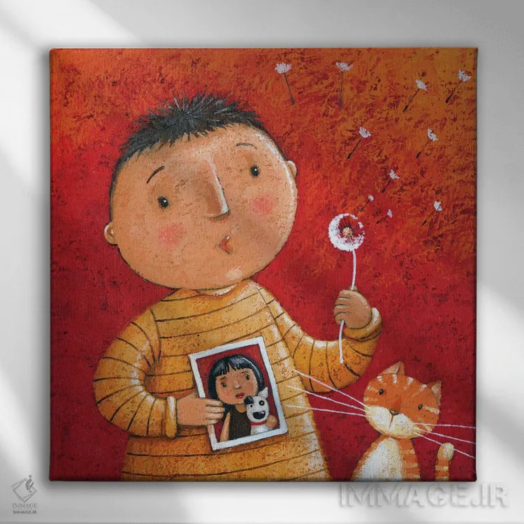 تابلو او مرا دوست دارد اثر پیتر آدرلی - نمای روبهرو روی دیوار