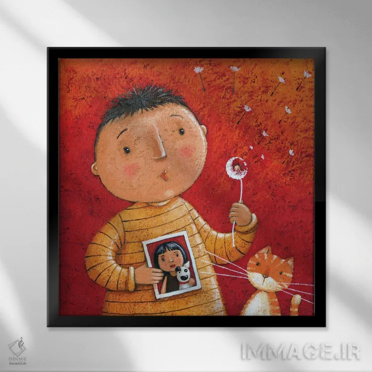 تابلو او مرا دوست دارد اثر پیتر آدرلی - نمای قابدار مشکی