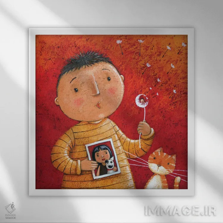 تابلو او مرا دوست دارد اثر پیتر آدرلی - نمای قابدار سفید