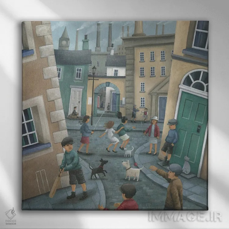 تابلو طناببازی کنار در سبز اثر پیتر آدرلی - نمای روبهرو روی دیوار