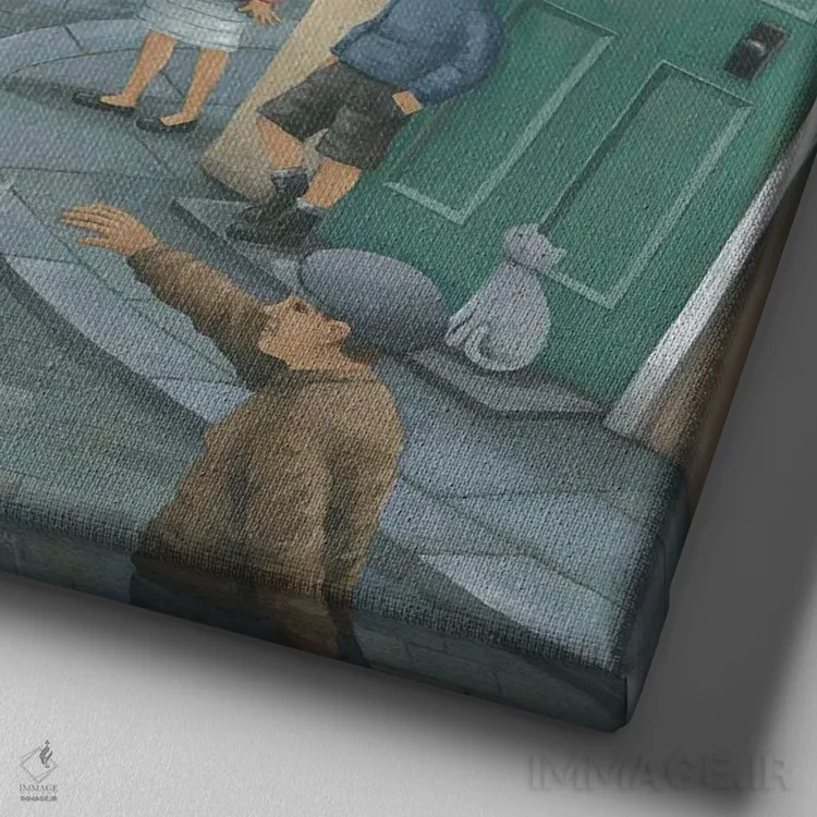 تابلو طناببازی کنار در سبز اثر پیتر آدرلی - نمای نزدیک بافت بوم