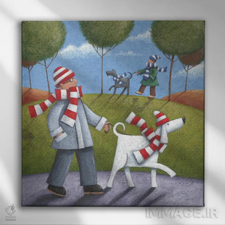 تابلو پیادهروی در پارک (راحت و لذتبخش) اثر پیتر آدرلی - نمای روبهرو روی دیوار