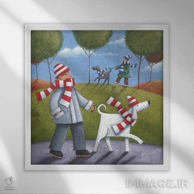 تابلو پیادهروی در پارک (راحت و لذتبخش) اثر پیتر آدرلی - نمای قابدار سفید