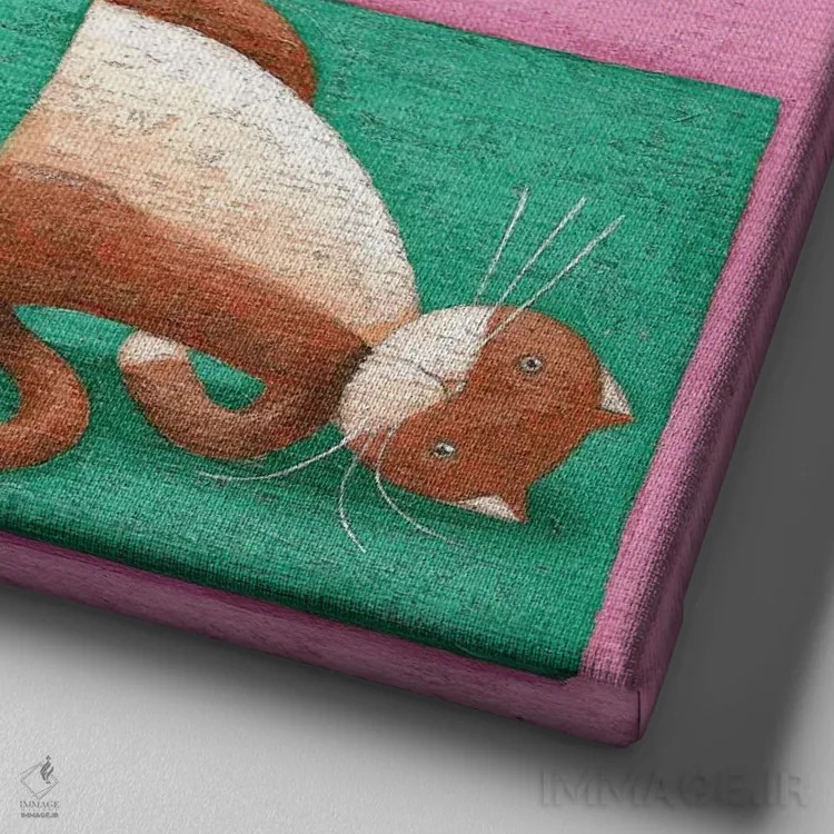 تابلو یوگا برای گربهها اثر پیتر آدرلی - نمای نزدیک بافت بوم