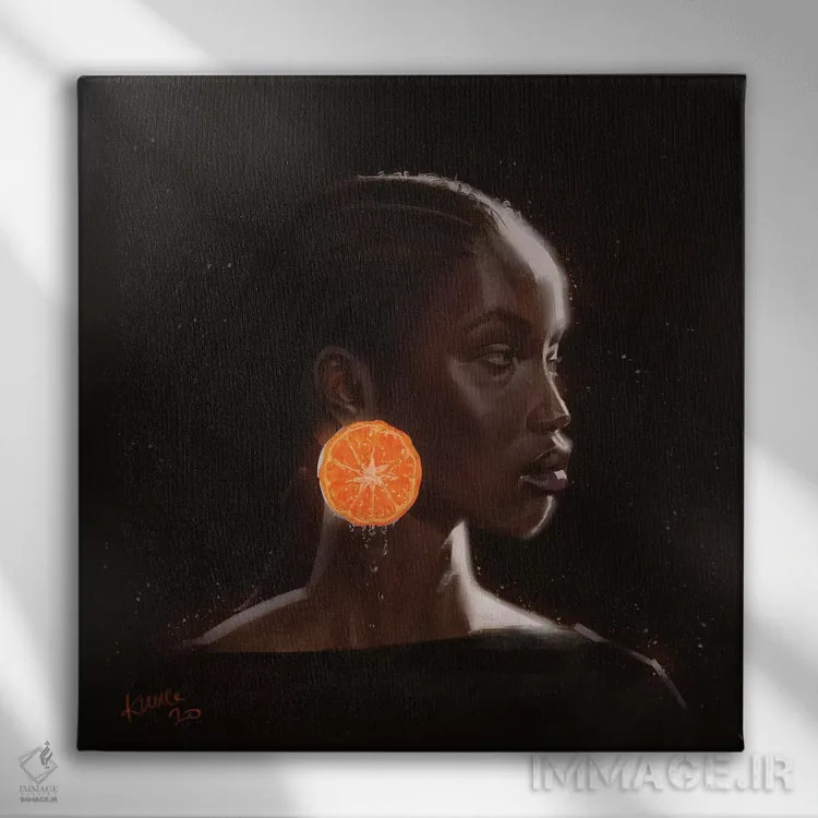 تابلو نارنجی اثر آدکونله آدلاکه - نمای روبهرو روی دیوار