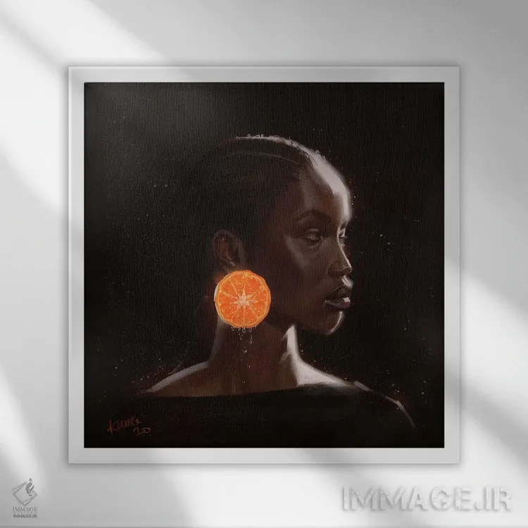 تابلو نارنجی اثر آدکونله آدلاکه - نمای قابدار سفید