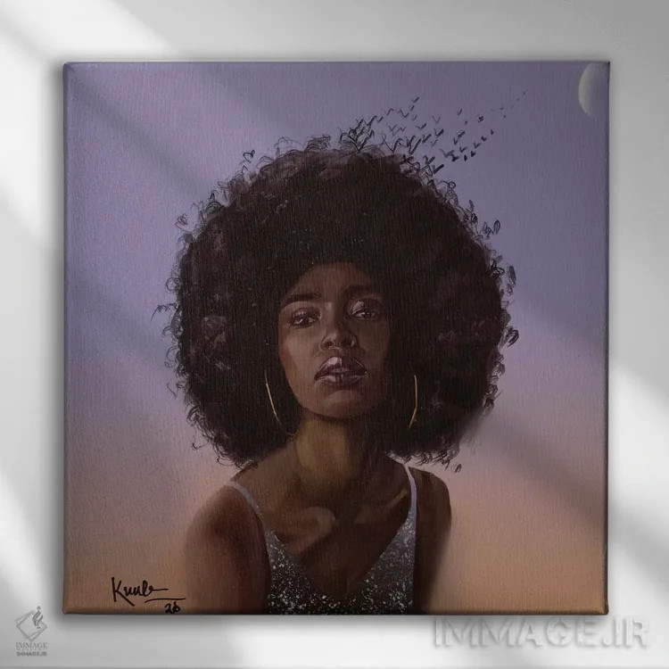 تابلو پرنده آسمانی اثر آدکونله آدلاکه - نمای روبهرو روی دیوار