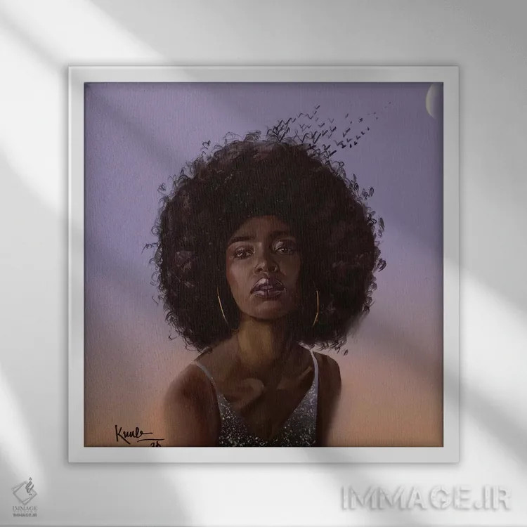 تابلو پرنده آسمانی اثر آدکونله آدلاکه - نمای قابدار سفید