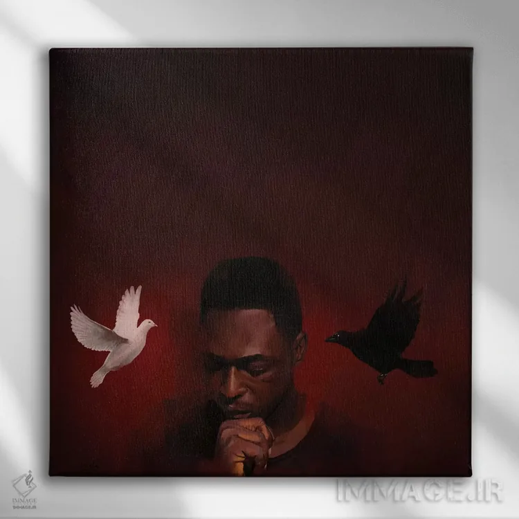 تابلو سفید و سیاه ۱ اثر آدکونله آدلاکه - نمای روبهرو روی دیوار