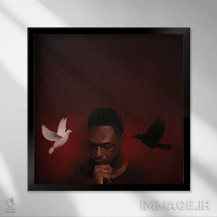 تابلو سفید و سیاه ۱ اثر آدکونله آدلاکه - نمای قابدار مشکی