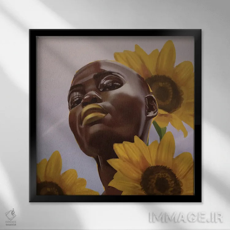 تابلو طلایی کوچک ۲ اثر آدکونله آدلاکه - نمای قابدار مشکی