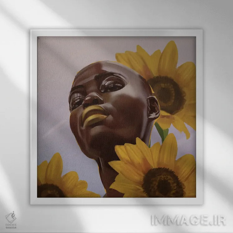 تابلو طلایی کوچک ۲ اثر آدکونله آدلاکه - نمای قابدار سفید