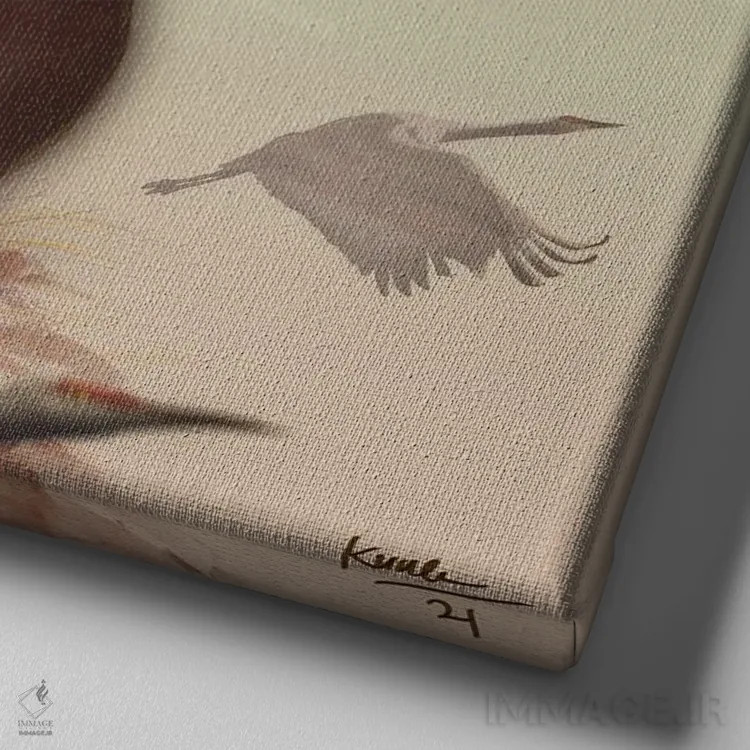 تابلو اردکها اثر آدکونله آدلاکه - نمای نزدیک بافت بوم