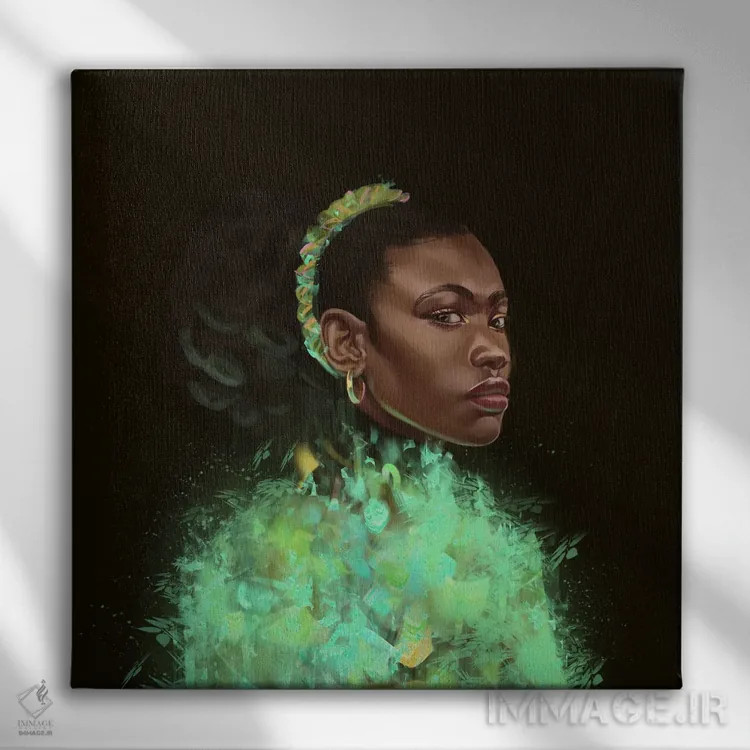 تابلو خلأ سبز اثر آدکونله آدلاکه - نمای روبهرو روی دیوار