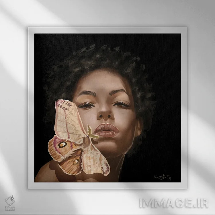 تابلو پروانه شبپره اثر آدکونله آدلاکه - نمای قابدار سفید