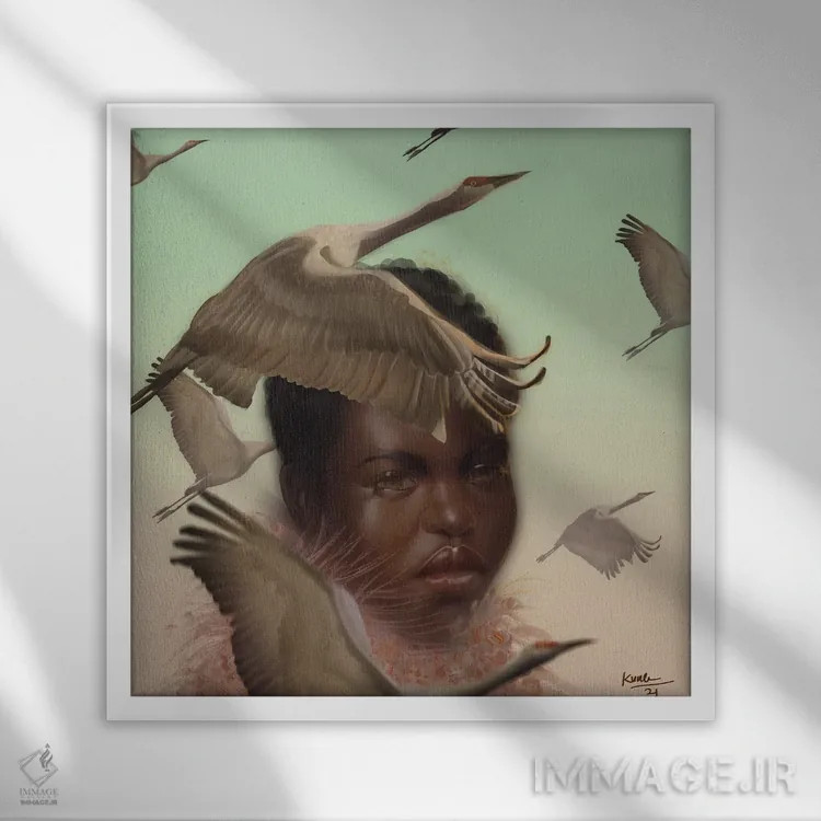 تابلو اردکها اثر آدکونله آدلاکه - نمای قابدار سفید